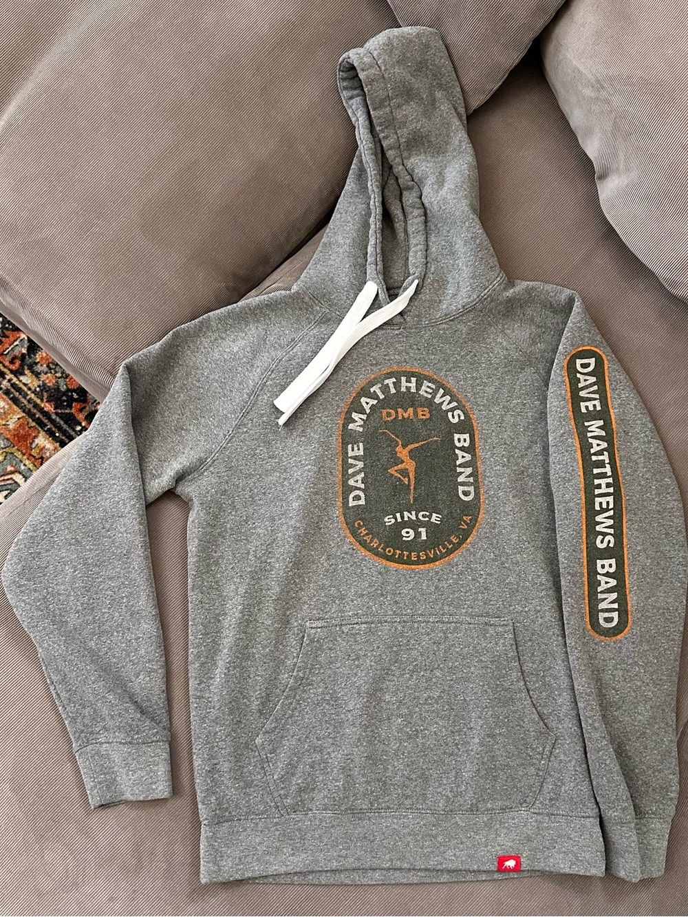 Dave Matthews Band Hoodie Sz Medium Grey DMB Hooded Sweatshirt Fire Dancer